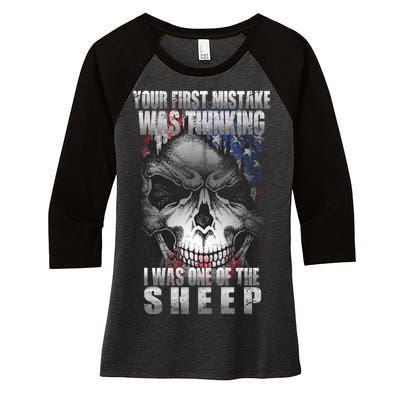 First Mistake Was Thinking I Was One Of the Sheep Women's Tri-Blend 3/4-Sleeve Raglan Shirt