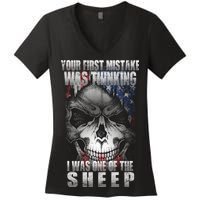 First Mistake Was Thinking I Was One Of the Sheep Women's V-Neck T-Shirt