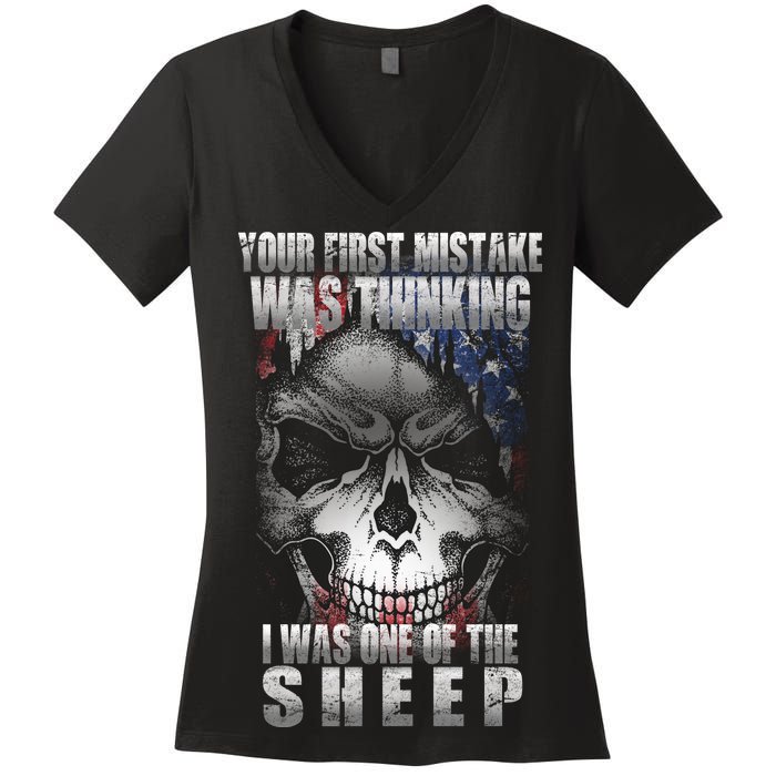 First Mistake Was Thinking I Was One Of the Sheep Women's V-Neck T-Shirt