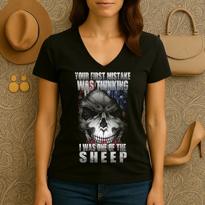 First Mistake Was Thinking I Was One Of the Sheep Women's V-Neck T-Shirt