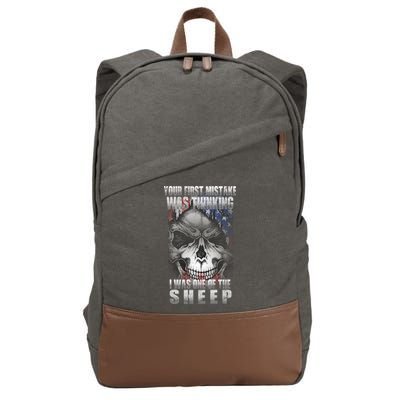 First Mistake Was Thinking I Was One Of the Sheep Cotton Canvas Backpack