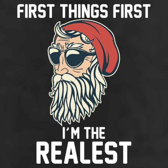 First Things First I'm the Realest Cool Santa 7 Panel Mesh Trucker Snapback Hat