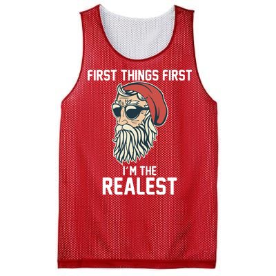 First Things First I'm the Realest Cool Santa Mesh Reversible Basketball Jersey Tank