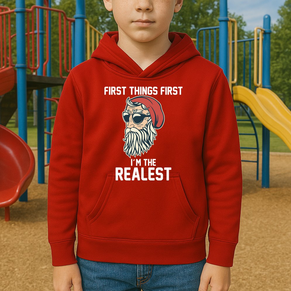 First Things First I'm the Realest Cool Santa Kids Hoodie