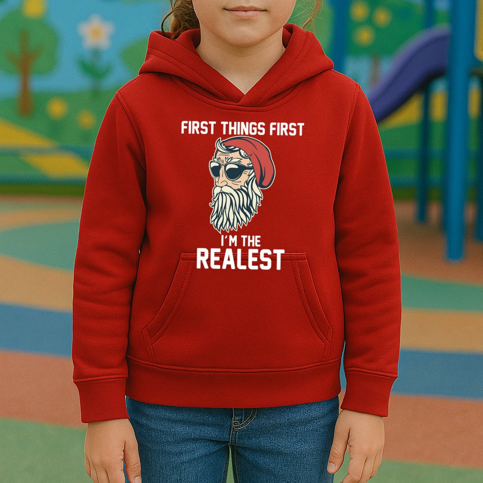 First Things First I'm the Realest Cool Santa Kids Hoodie
