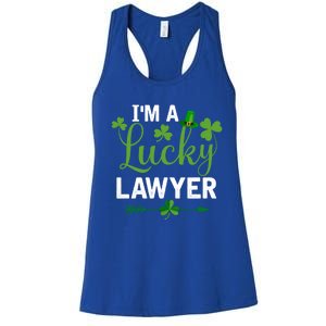 Funny Irish St Patricks Day Costume I'm A Lucky Lawyer Meaningful Gift Women's Racerback Tank