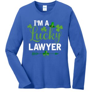 Funny Irish St Patricks Day Costume I'm A Lucky Lawyer Meaningful Gift Ladies Long Sleeve Shirt