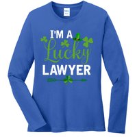 Funny Irish St Patricks Day Costume I'm A Lucky Lawyer Meaningful Gift Ladies Long Sleeve Shirt