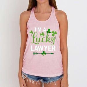 Funny Irish St Patricks Day Costume I'm A Lucky Lawyer Meaningful Gift Women's Knotted Racerback Tank