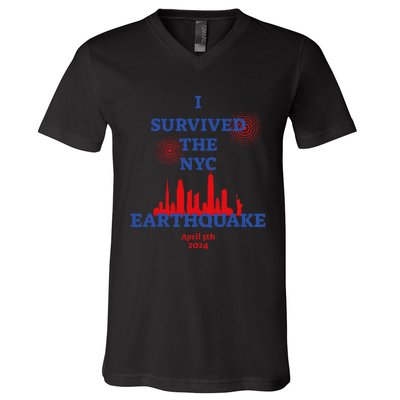 Funny I Survived The Nyc Earthquake Gift V-Neck T-Shirt