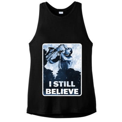 Funny I Still Believe Sax Man Nun Nerd Geek Graphic Ladies PosiCharge Tri-Blend Wicking Tank