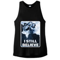 Funny I Still Believe Sax Man Nun Nerd Geek Graphic Ladies PosiCharge Tri-Blend Wicking Tank