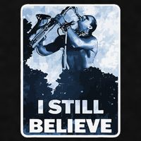 Funny I Still Believe Sax Man Nun Nerd Geek Graphic Ladies PosiCharge Tri-Blend Wicking Tank