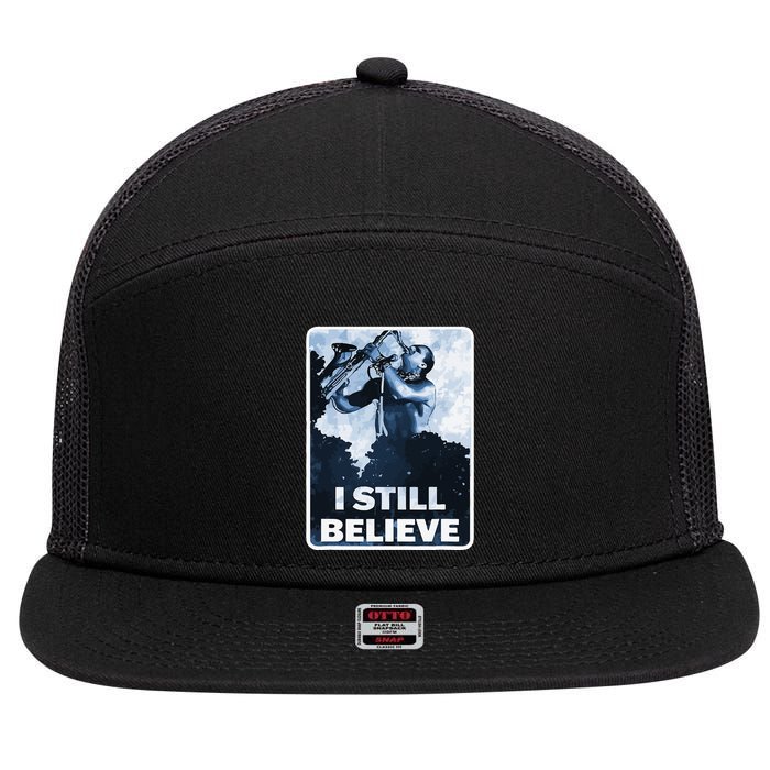 Funny I Still Believe Sax Man Nun Nerd Geek Graphic 7 Panel Mesh Trucker Snapback Hat
