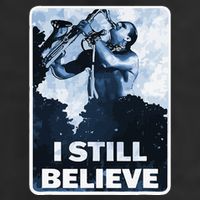Funny I Still Believe Sax Man Nun Nerd Geek Graphic 7 Panel Mesh Trucker Snapback Hat