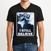 Funny I Still Believe Sax Man Nun Nerd Geek Graphic V-Neck T-Shirt