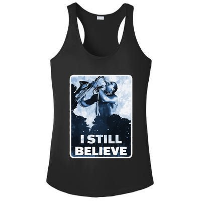 Funny I Still Believe Sax Man Nun Nerd Geek Graphic Ladies PosiCharge Competitor Racerback Tank