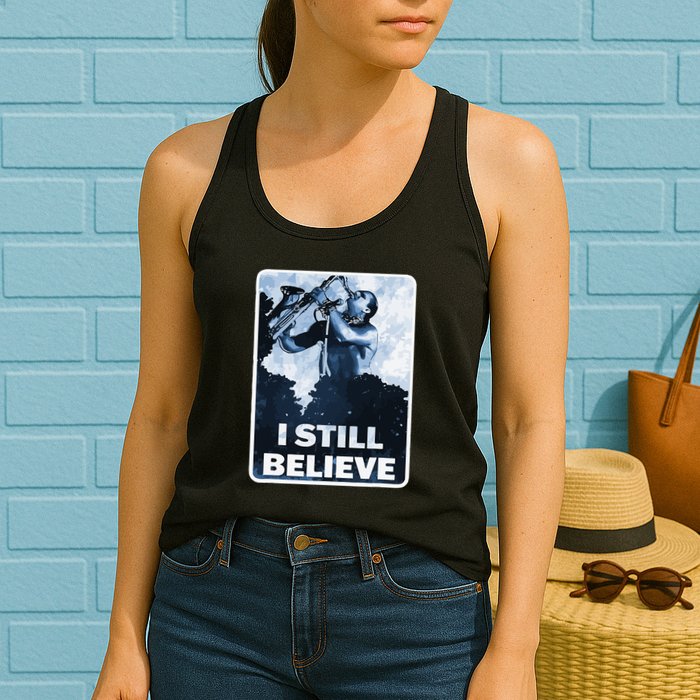 Funny I Still Believe Sax Man Nun Nerd Geek Graphic Womens Tank Top