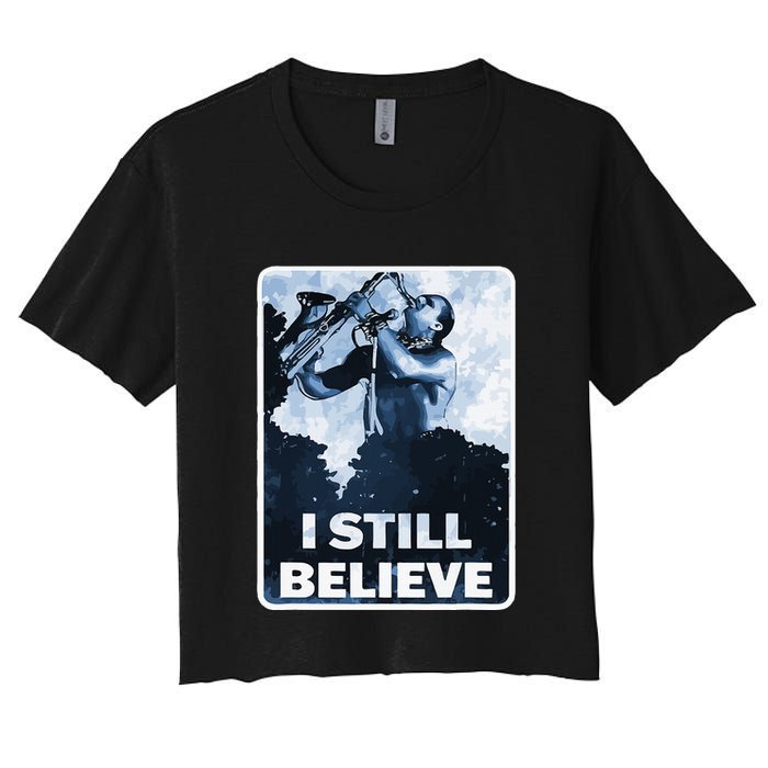 Funny I Still Believe Sax Man Nun Nerd Geek Graphic Crop Top
