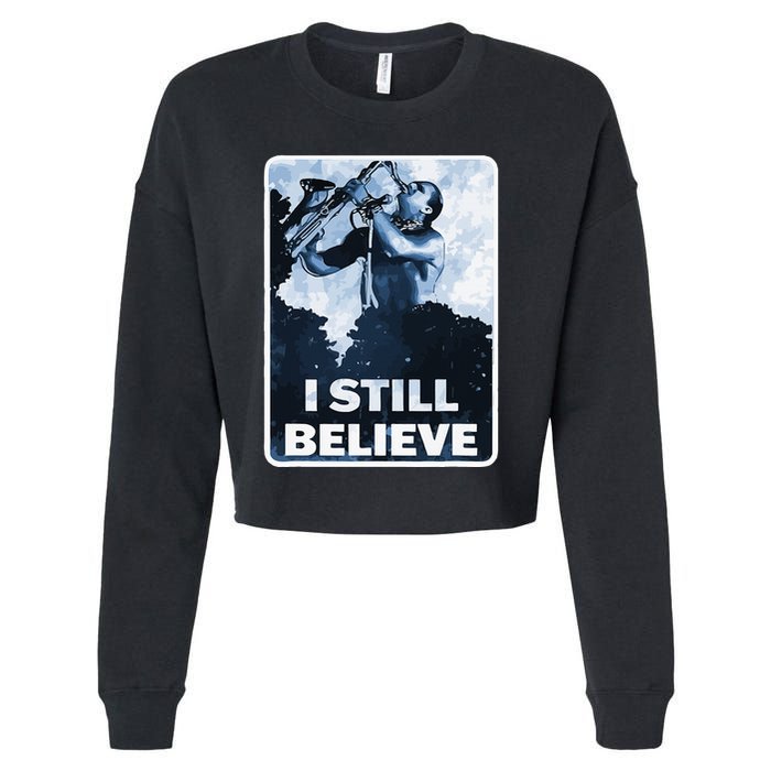 Funny I Still Believe Sax Man Nun Nerd Geek Graphic Cropped Pullover Crew