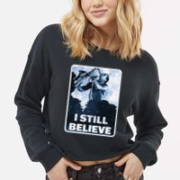 Funny I Still Believe Sax Man Nun Nerd Geek Graphic Cropped Pullover Crew