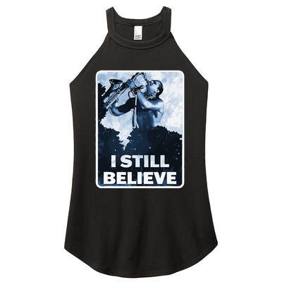 Funny I Still Believe Sax Man Nun Nerd Geek Graphic Women's Perfect Tri Rocker Tank