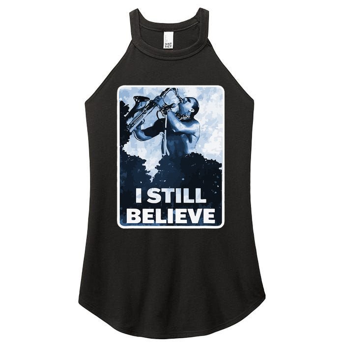 Funny I Still Believe Sax Man Nun Nerd Geek Graphic Women's Perfect Tri Rocker Tank