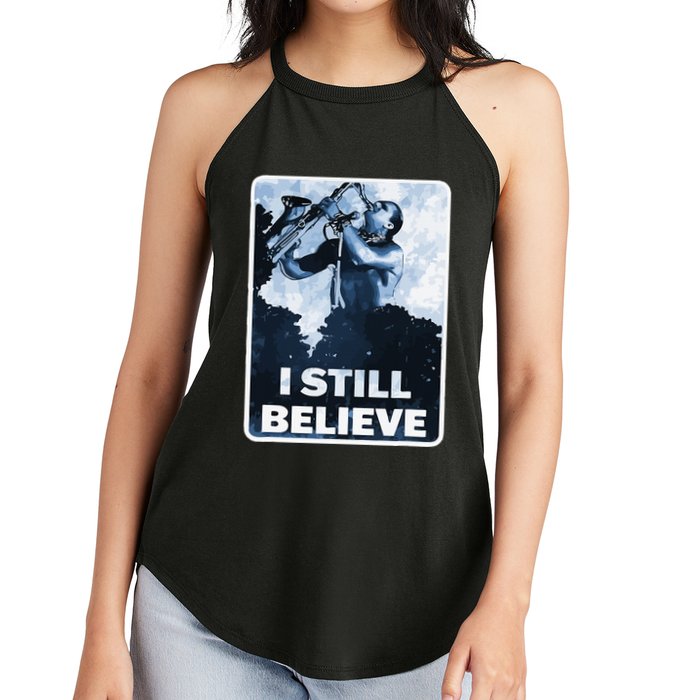 Funny I Still Believe Sax Man Nun Nerd Geek Graphic Women's Perfect Tri Rocker Tank