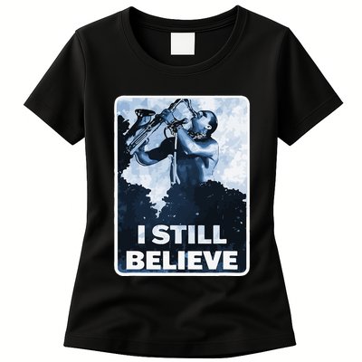 Funny I Still Believe Sax Man Nun Nerd Geek Graphic Womens T-Shirt