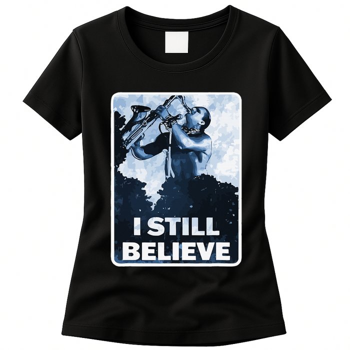 Funny I Still Believe Sax Man Nun Nerd Geek Graphic Womens T-Shirt