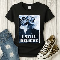 Funny I Still Believe Sax Man Nun Nerd Geek Graphic Womens T-Shirt