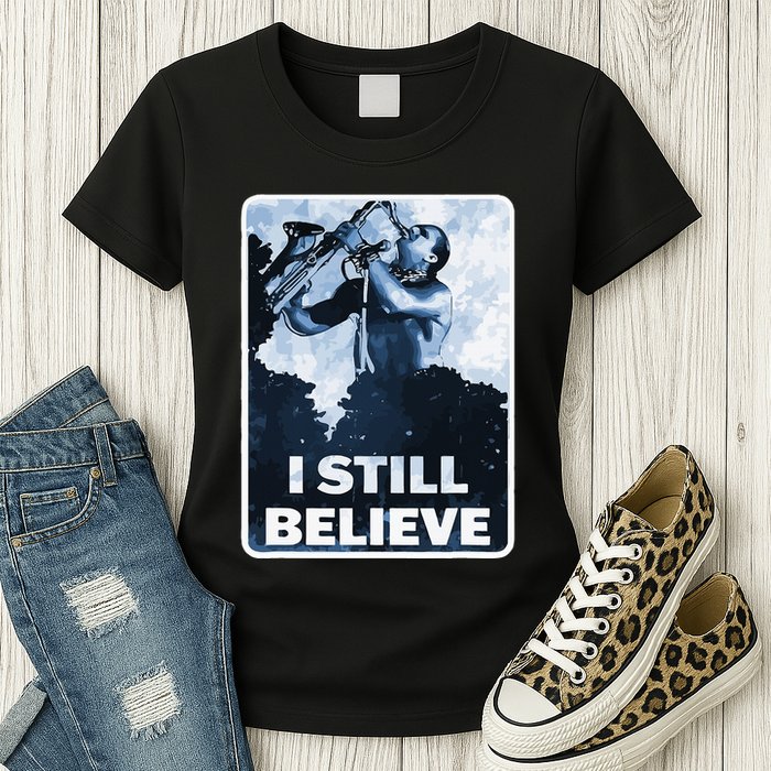 Funny I Still Believe Sax Man Nun Nerd Geek Graphic Womens T-Shirt