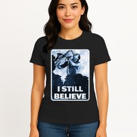 Funny I Still Believe Sax Man Nun Nerd Geek Graphic Womens T-Shirt