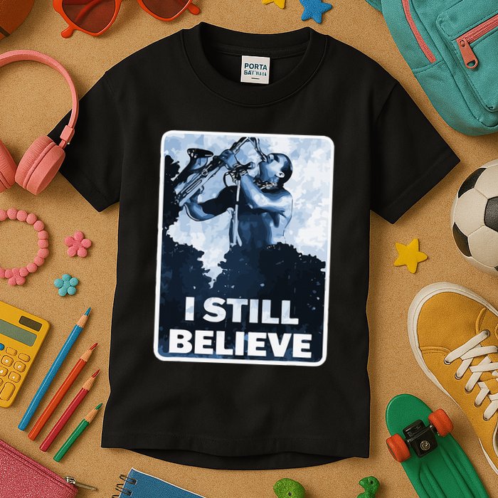 Funny I Still Believe Sax Man Nun Nerd Geek Graphic Kids T-Shirt