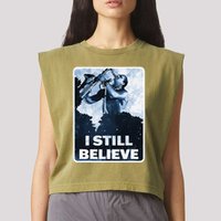 Funny I Still Believe Sax Man Nun Nerd Geek Graphic Garment-Dyed Women's Muscle Tee