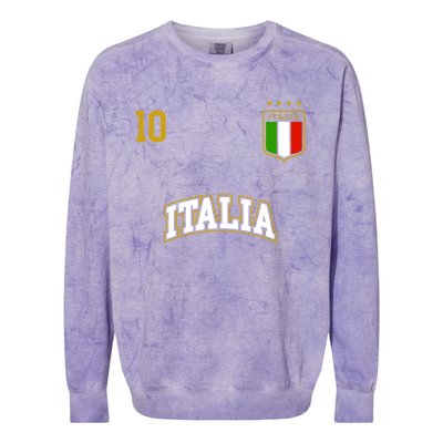 Funny Italy Soccer Team Gift Number 10 Sports Italian Flag Gift Colorblast Crewneck Sweatshirt