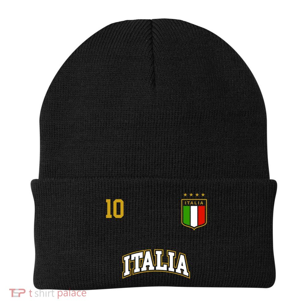 Funny Italy Soccer Team Gift Number 10 Sports Italian Flag Gift Beanie
