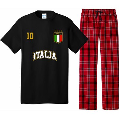 Funny Italy Soccer Team Gift Number 10 Sports Italian Flag Gift Pajama Set