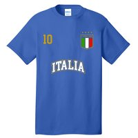 Funny Italy Soccer Team Gift Number 10 Sports Italian Flag Gift Tall T-Shirt