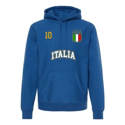 Funny Italy Soccer Team Gift Number 10 Sports Italian Flag Gift Premium Hoodie