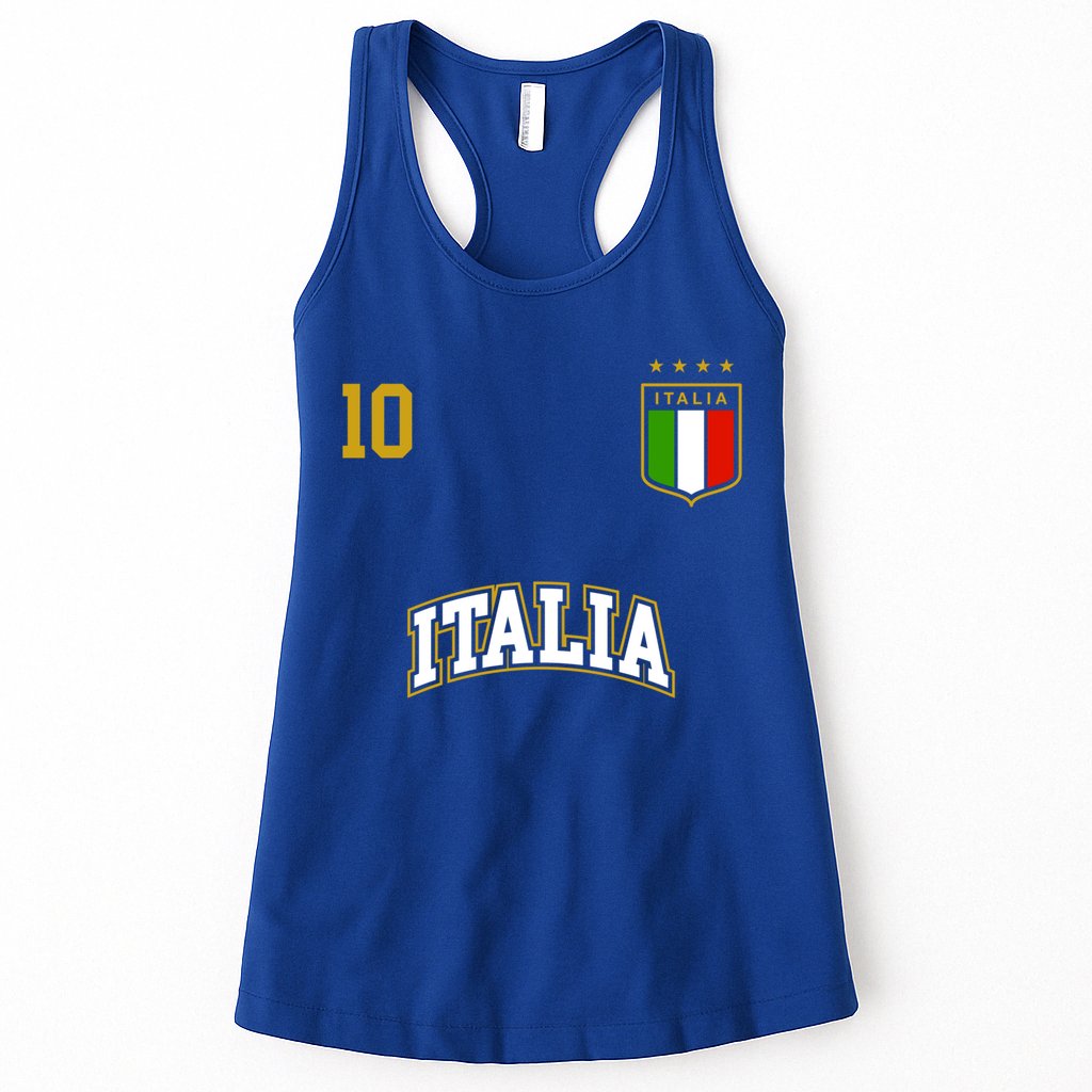 Funny Italy Soccer Team Gift Number 10 Sports Italian Flag Gift Womens Tank Top