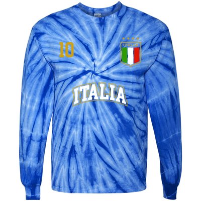 Funny Italy Soccer Team Gift Number 10 Sports Italian Flag Gift Tie-Dye Long Sleeve Shirt