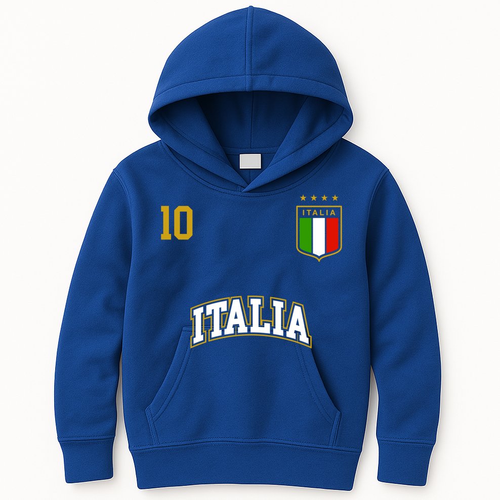 Funny Italy Soccer Team Gift Number 10 Sports Italian Flag Gift Kids Hoodie