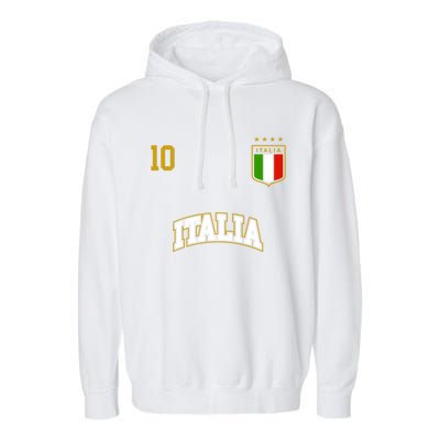 Funny Italy Soccer Team Gift Number 10 Sports Italian Flag Gift Garment-Dyed Fleece Hoodie