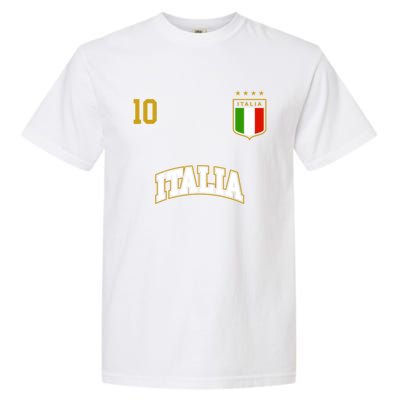 Funny Italy Soccer Team Gift Number 10 Sports Italian Flag Gift Garment-Dyed Heavyweight T-Shirt