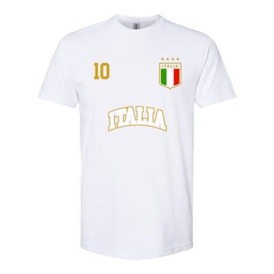 Funny Italy Soccer Team Gift Number 10 Sports Italian Flag Gift Softstyle® CVC T-Shirt