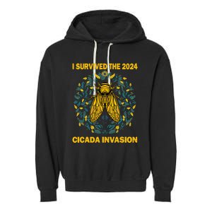 Funny I Survived The Cicada Invasion Spring Cicada Bug Garment-Dyed Fleece Hoodie