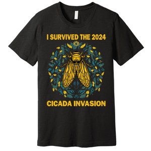 Funny I Survived The Cicada Invasion Spring Cicada Bug Premium T-Shirt