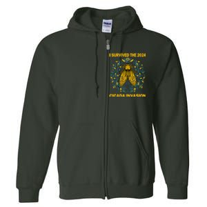 Funny I Survived The Cicada Invasion Spring Cicada Bug Full Zip Hoodie