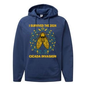 Funny I Survived The Cicada Invasion Spring Cicada Bug Performance Fleece Hoodie